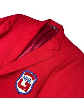 VTG NSA National Security Agency x Visa Men's Gold Button Blazer Red • USA • 42R